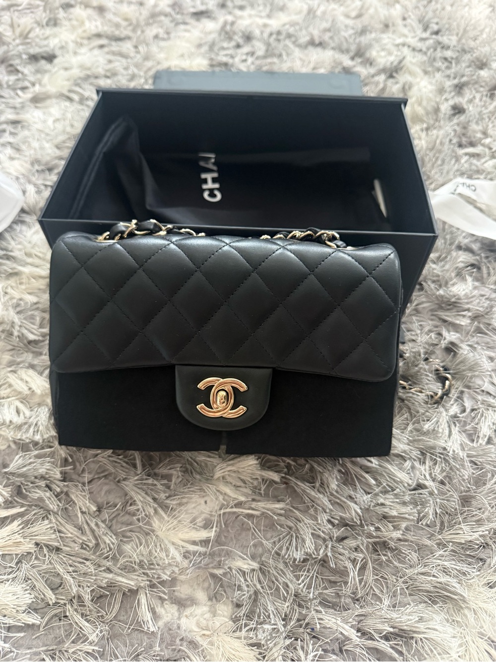 CHANEL Black Quilted Leather Crossbody with Gold CC Turnlock